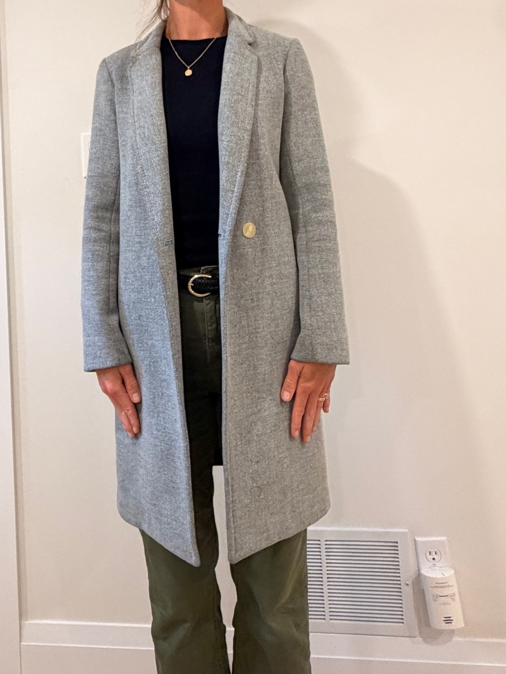 Babaton grey long blazer style coat size XXS